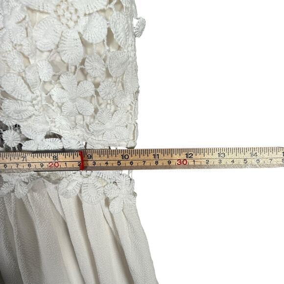 Southern Fried Chics White Lace Boho Maxi Dress Ballet Straps | Tiered Skirt | L - Picture 11 of 13